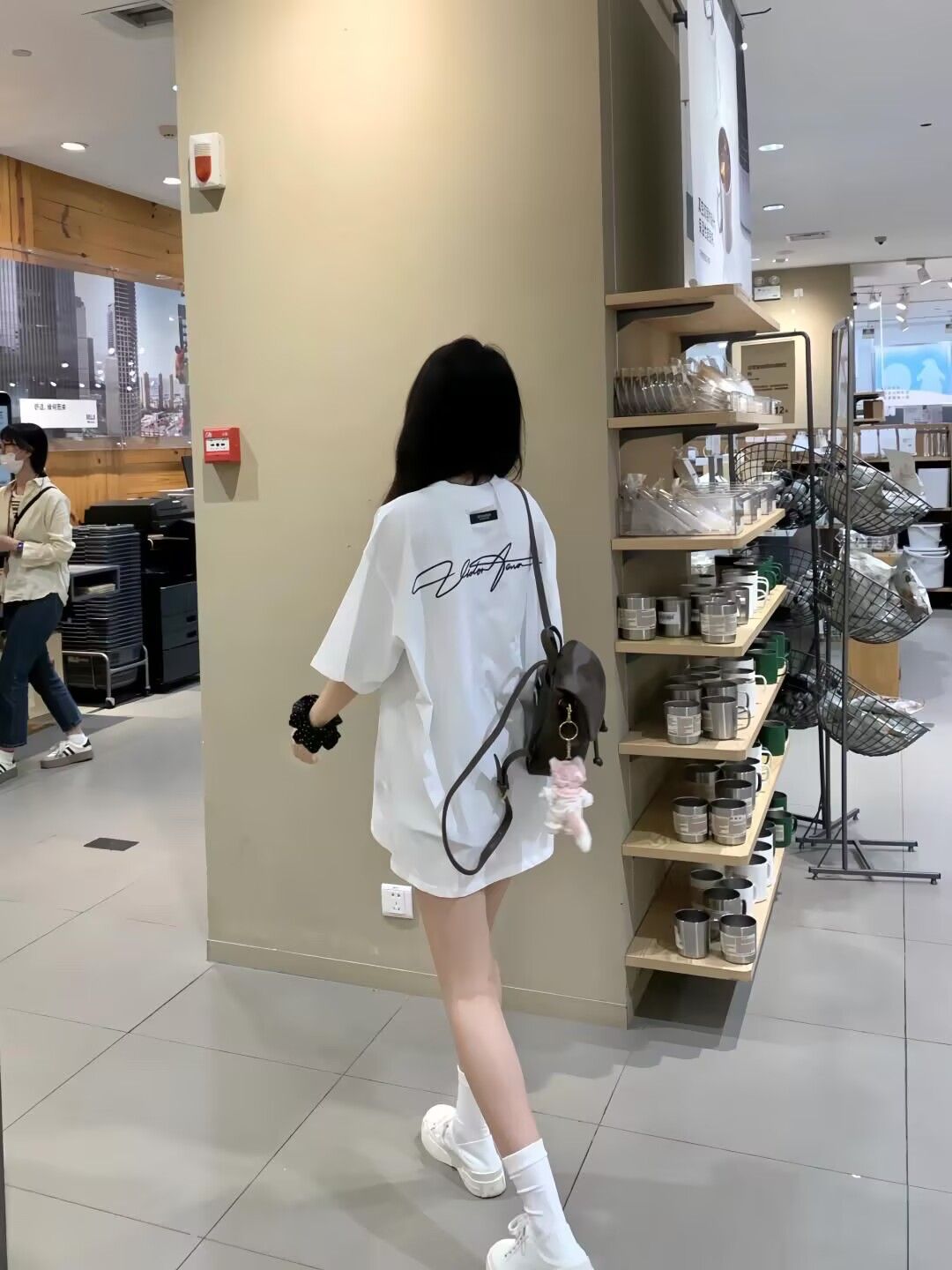 200g combed and tight-fitting sprinkler, pure cotton backpack, spring and summer loose shoulder printed short-sleeved T-shirt