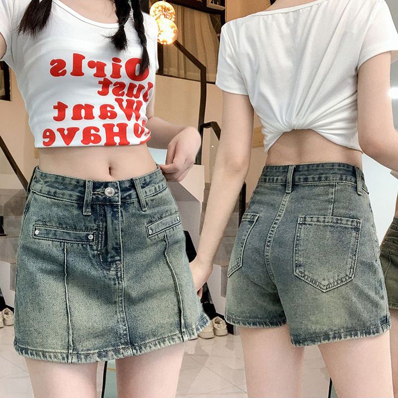 Sweet and spicy denim short skirts in spring and summer new design, slim and taller, versatile jeans skirt trendy