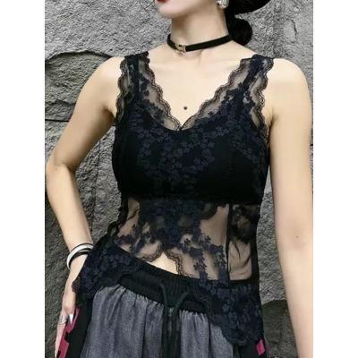 -性感蕾絲蝴蝶結露背內搭帶胸墊寬肩吊帶背心女抹胸無袖上衣