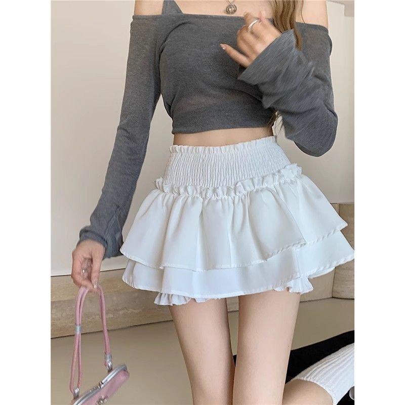 Ballet-style half skirt for women, spring Korean version 2025 new design high-waisted slimming sweet and spicy cake puffed short skirt