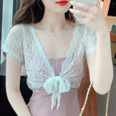 Shipped small shawl jacket for women 2025 spring and summer new versatile chiffon sunscreen ultra-thin short outer cardigan