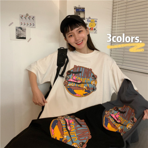 South Korean foreign trade Harajuku style short-sleeved T-shirt for women in summer new Korean style student loose ins top trend