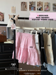 Real shot ballet style white skirt women summer spring and autumn small cake fluffy skirt ruffled skirt