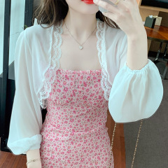 Shipped small shawl jacket for women 2025 spring and summer new vest versatile chiffon sunscreen short outer cardigan