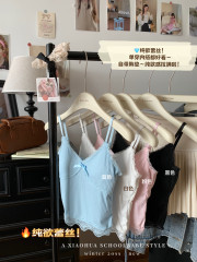 Real photos of pure desire short top with chest pad inner bottom shirt bow lace splicing suspender vest for women