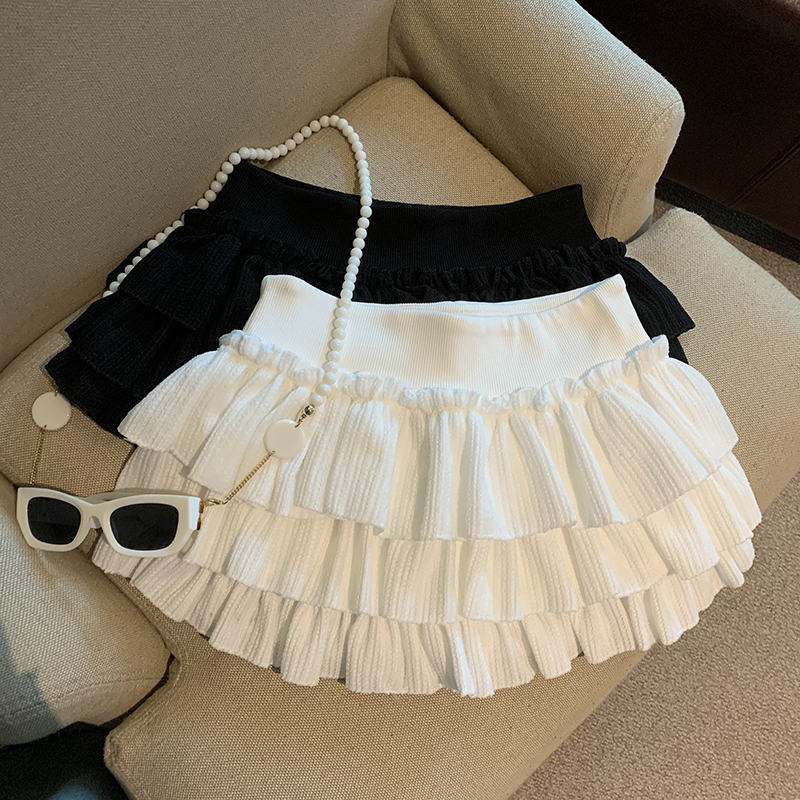 Real shot of sweet style multi-layer versatile fluffy cake skirt for women in spring and summer A-line short skirt