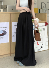 Real-life high-end suit wide-leg pants for women's new design high waist droop loose casual floor trousers