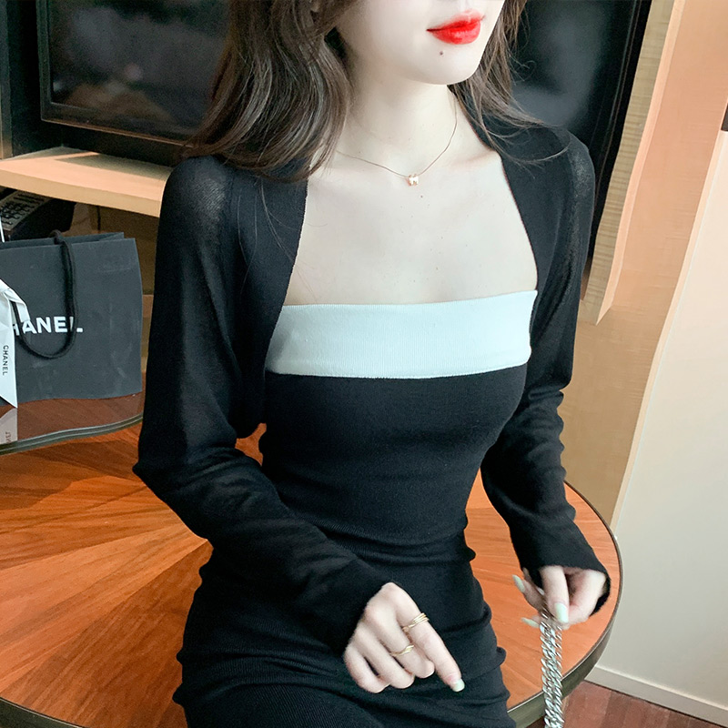Shipped small shawl jacket for women 2025 spring and summer new vest versatile knitted sunscreen short outer cardigan