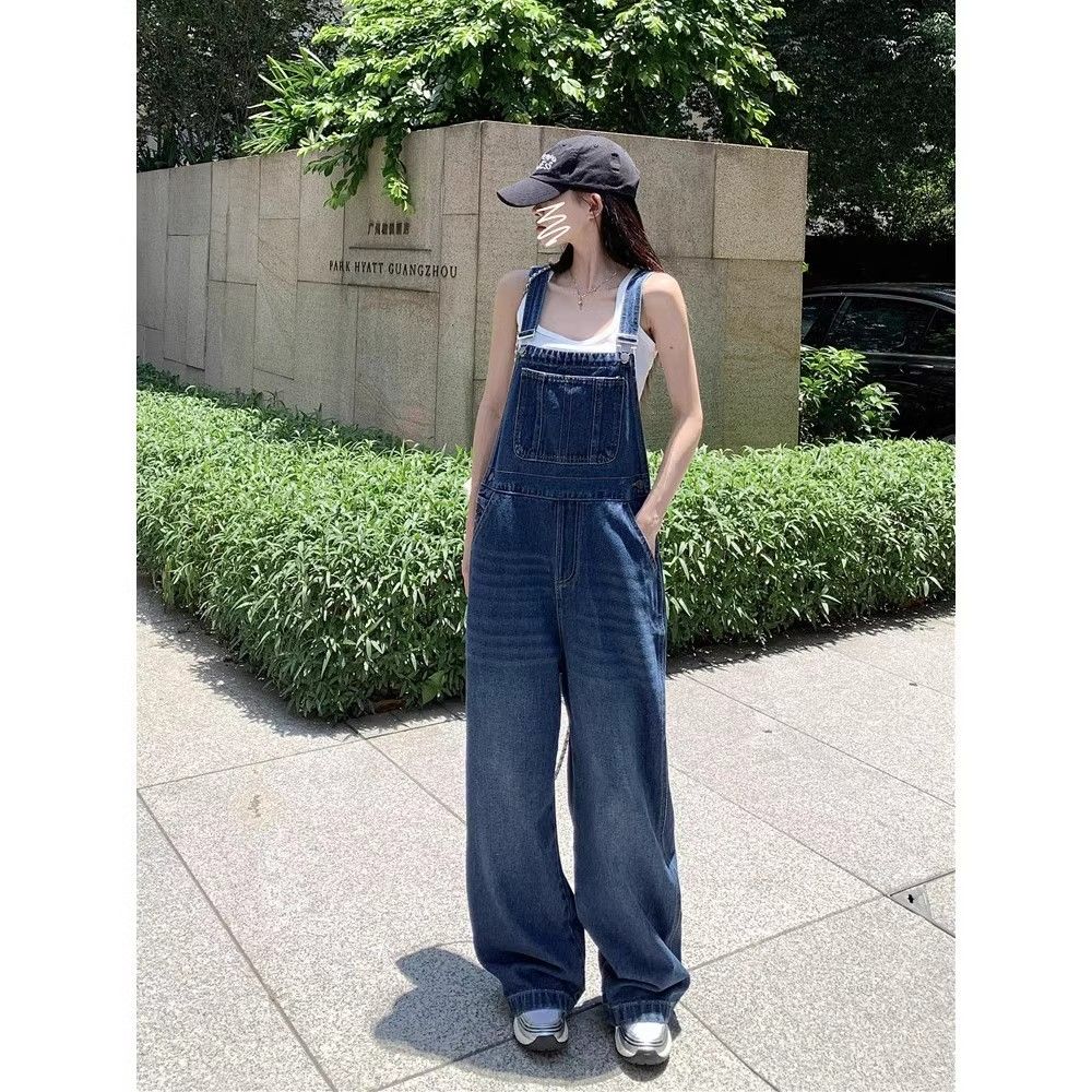 Retro Washed Denim Belts for Women - Spring and Autumn New Korean Style Loose High-Waist Straight Leg Pants for Petite and Versatile