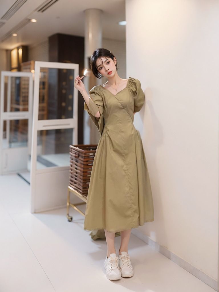 Salt dress for women in summer large size fat m slimming French popular A-line short-sleeved skirt