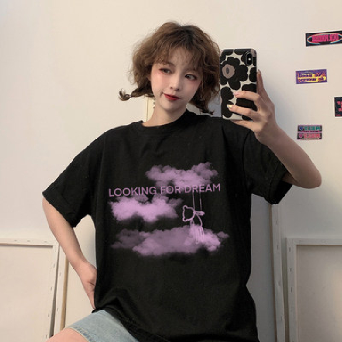 South Korea's foreign trade T-shirts women's summer new style Hong Kong style Internet celebrity Korean version loose student top short-sleeved clothes ins trendy