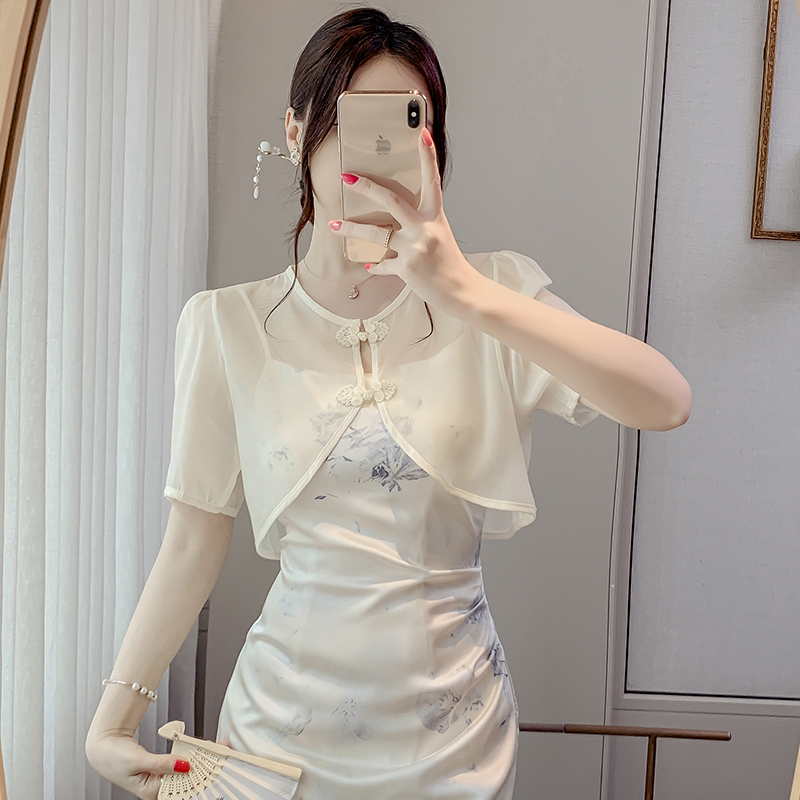 Shipped 2025 new Chinese sun protection clothes for women in summer Chinese style retro button short-sleeved jacket top