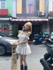 Real photos of Tyran girls hot girls French temperament pure and slim slim sling dress