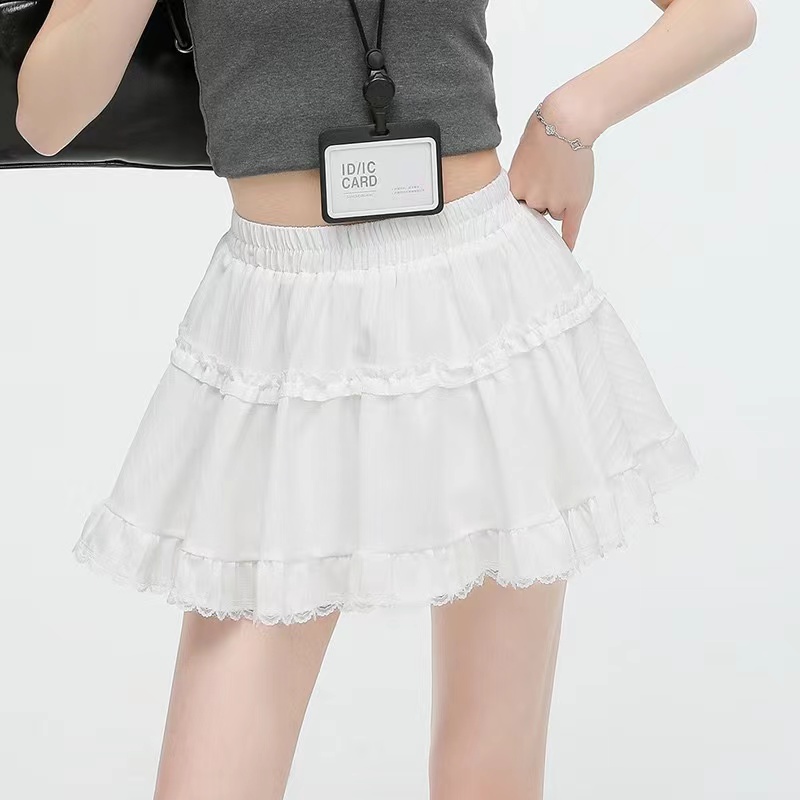 Original version~Ballet lace splicing cake half skirt small waist high waist slimming a word puffy short skirt 