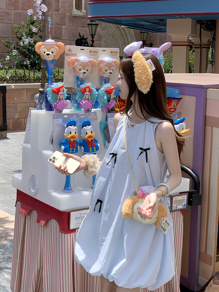 Real photo of the fairy dress with bow-shaped bow and first love, high-end slim and plump flower buds short skirt