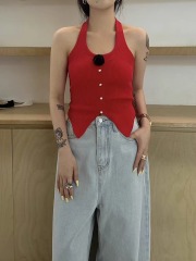 韓系甜美減齡立體花朵吊帶背心女2025年夏季修身顯瘦針織打底衫