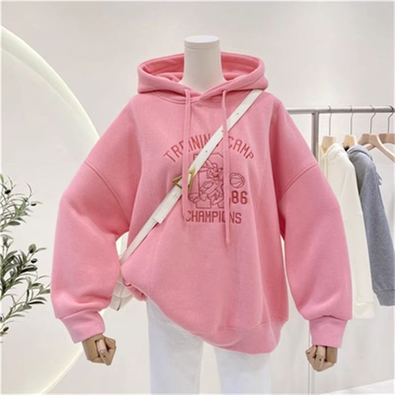 Original craftsmanship 2025 new spring style loose rabbit hooded sweatshirt for women with hat long-sleeved coat trendy