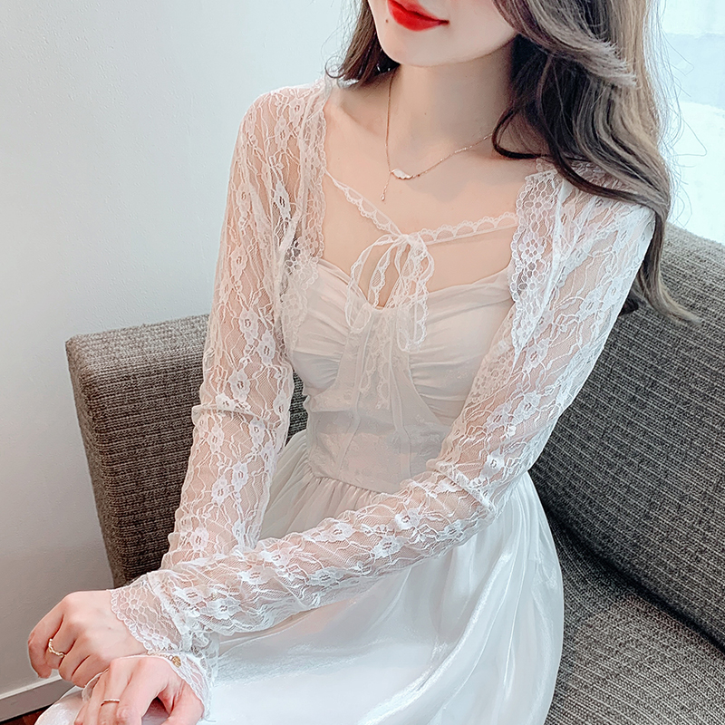 Shipped 2025 spring real shot large size new short tether lace shirt small jacket