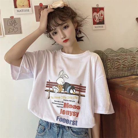 South Korean foreign trade Harajuku style short-sleeved T-shirt for women in summer new Korean style student loose ins top trend