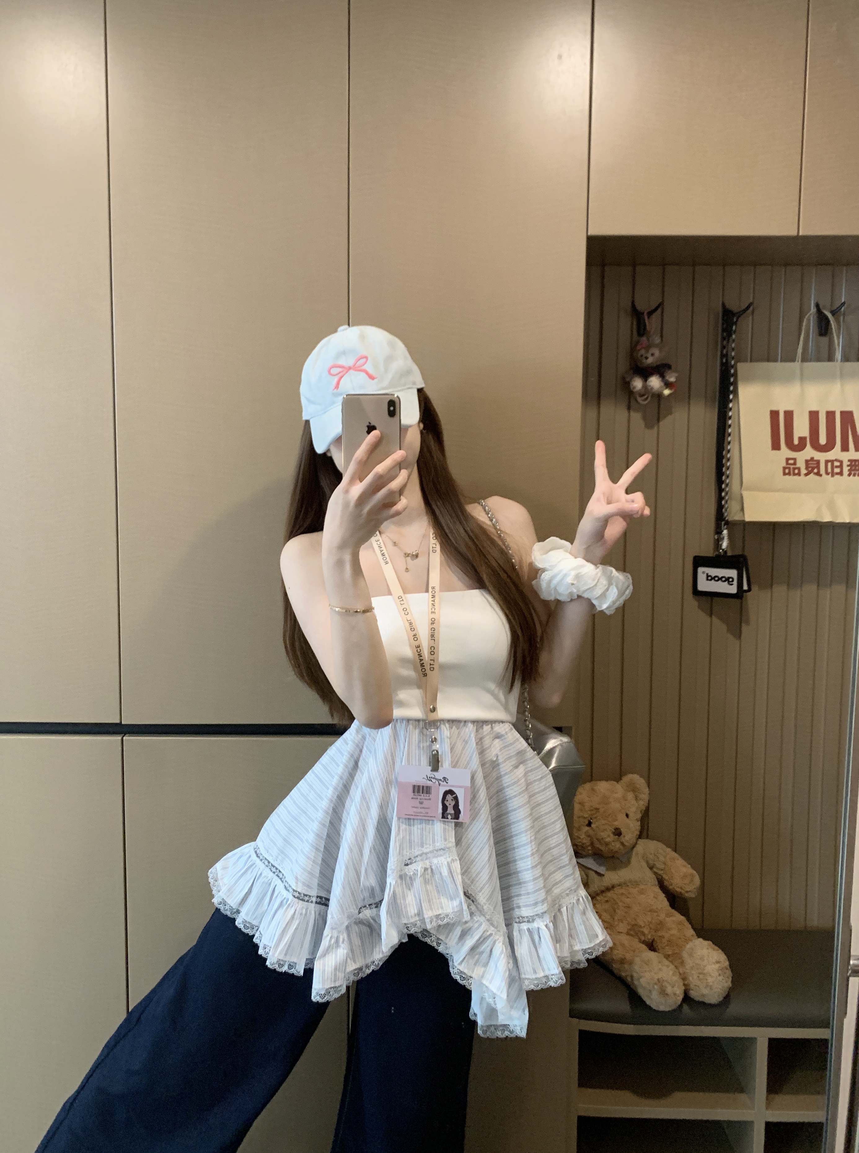 Real shot, irregular design, strapless skirt, two-wear women's lace spliced ​​tops, strapless skirt