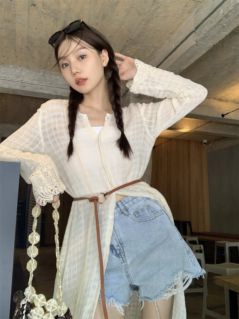 Real shot Korean version loose slim mid-length sweet and elegant casual cotton and linen skirt high-end dress
