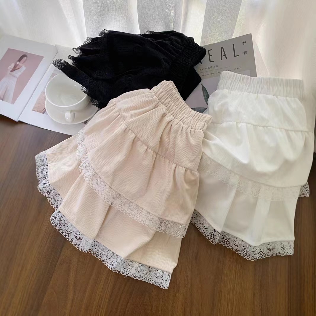 Original version~ lace layered splicing elastic waist design sense lace half skirt cake skirt 