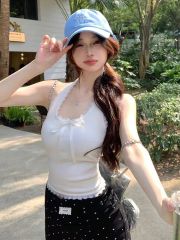 已出貨 羅紋 辣妹掛脖小吊帶夏季新款純欲美背上衣