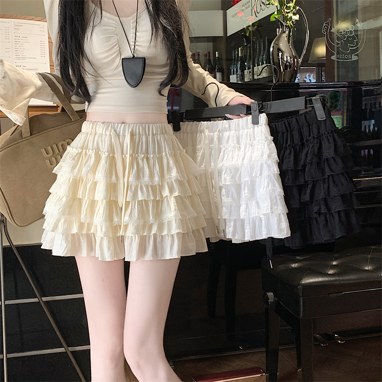 Real shot ~ New summer sweet multi-layer lace cake skirt for women looking slim A-line puffy short skirt