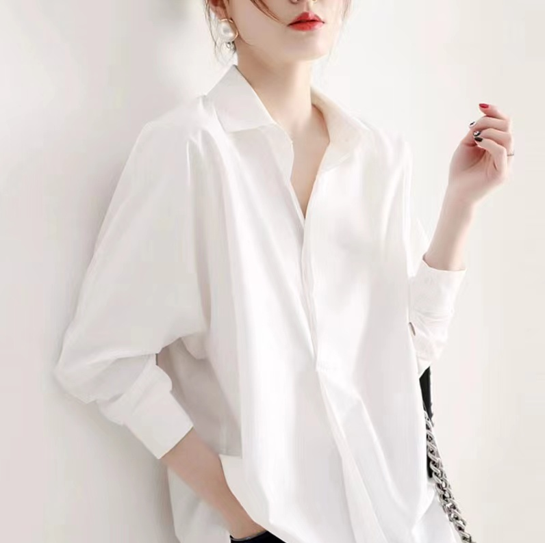 2025 spring clothing large size women's clothing temperament versatile button loose solid color long-sleeved shirt top M-4XL 200 jin