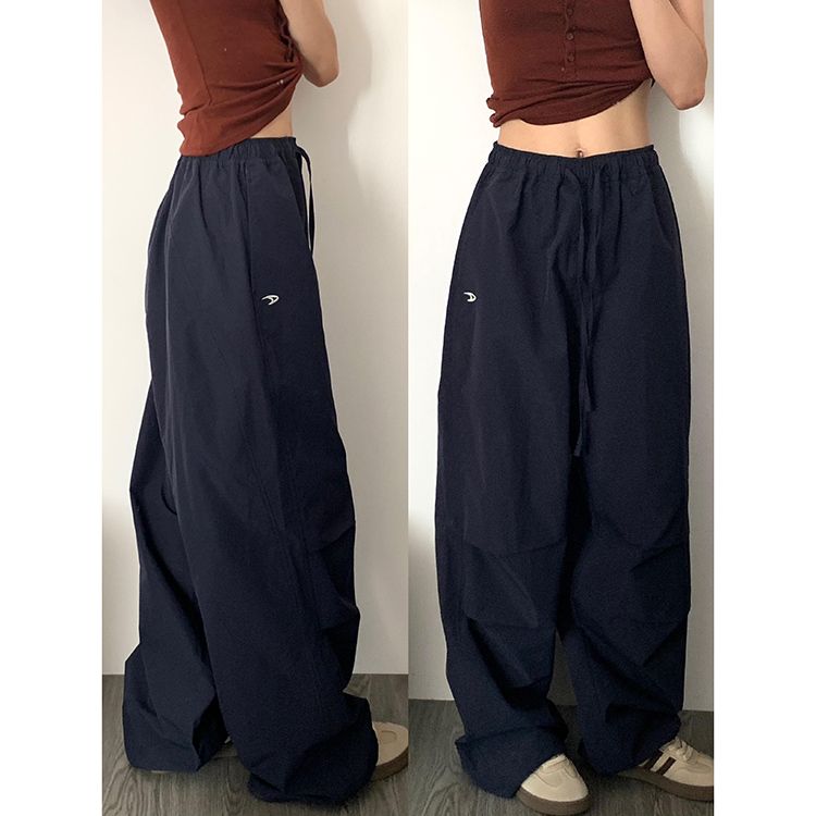 American retro work pants for women 2025 new lazy loose bf lazy style casual sports wide-leg pants small