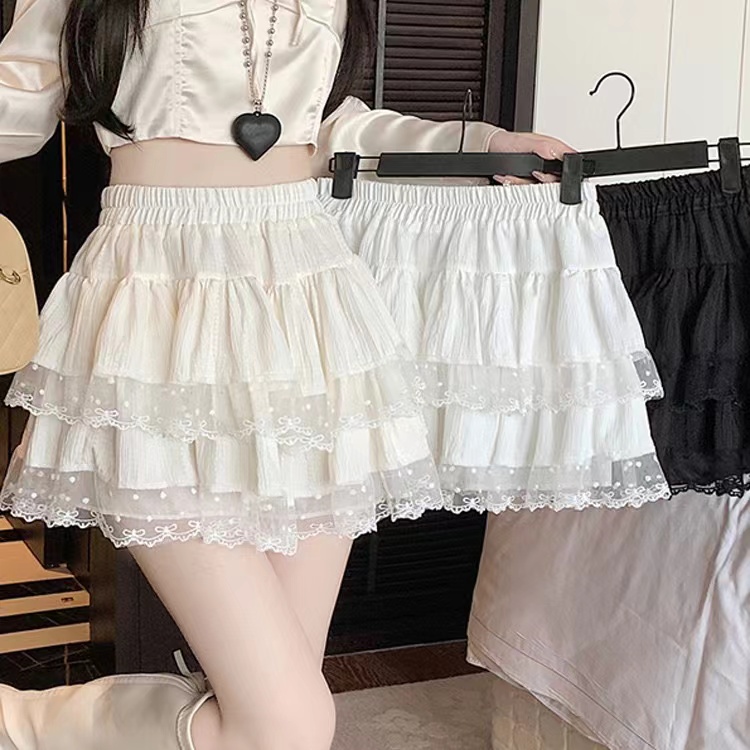 Original version~Ballet style cake half skirt for women short and small waist high waist slimming anti-flash A word puffy short skirt 