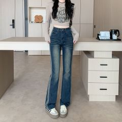Real shot~ Hot girl side striped jeans for women 2025 spring new high street American retro floor pants