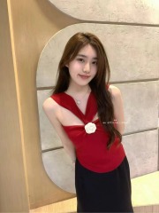 立體花女純欲性感交叉掛脖紅色吊帶設計感山茶花掛脖抹胸針織背心