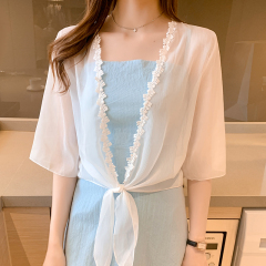 Shipped small shawl jacket for women 2025 spring and summer new small vest versatile chiffon sun protection short outer bra