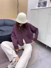 Korean Version 2025 Spring New Round Neck Loose Casual Sweatshirt Outerwear with Double Pockets, Slimming Women's Cardigan Top