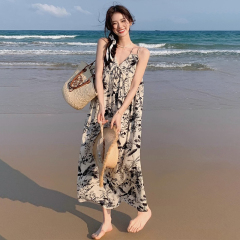 2025 summer Chinese style sweet and salt suspender dress niche design floral skirt M-4XL200 jin