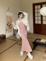 Shipped suspender dress for women dopamine wear slim hip-covered skirt vest long skirt