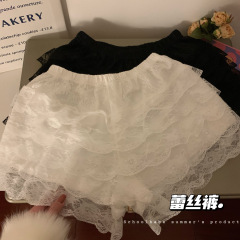 Real photos pure white lace cake skirt safety pants anti-exposure insurance pants can be worn outside jk base shorts