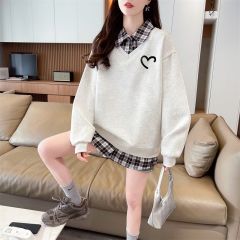 Photographed 2025 New Model Back Strap Ribbed Polo Collar Sweatshirt Women's Cartoon Long Sleeve Jacket
