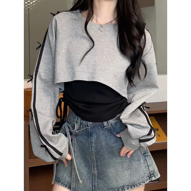 Original quality early autumn outfit suit design niche slim vest + sweatshirt long sleeve two-piece set