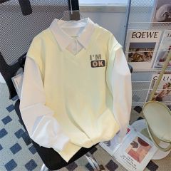 Actual Shoot 2025 New Model Back Bag Collar Corduroy Thin POLO Collar Sweatshirt Women Cartoon Long Sleeve Outerwear