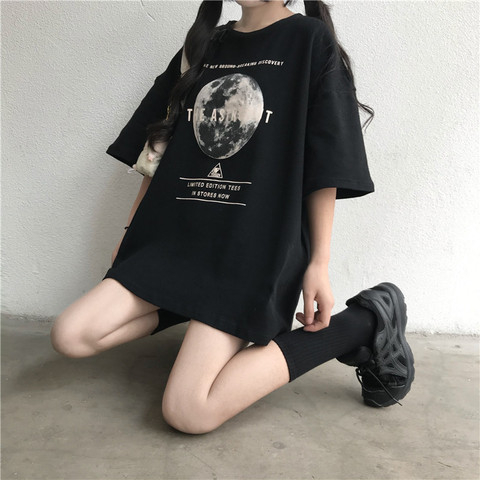 Korean foreign trade summer new Korean version ins internet celebrity Harajuku style loose BF medium-length short-sleeved T-shirt for women