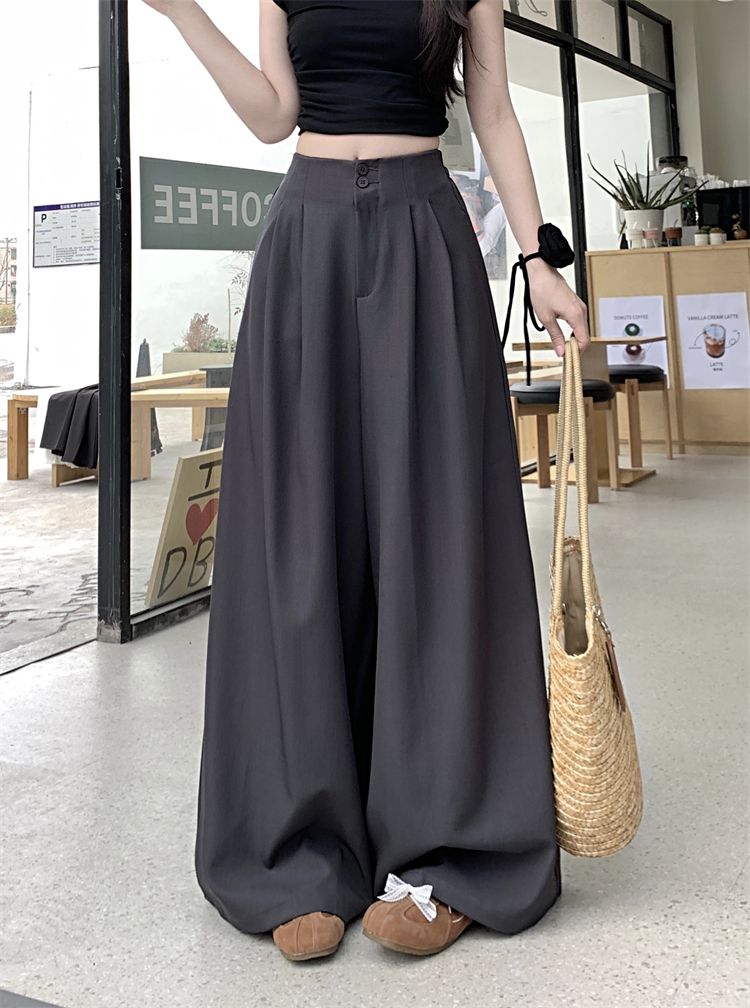 Real-life high-end suit wide-leg pants for women's new design high waist droop loose casual floor trousers