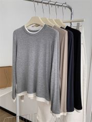 2025 New Lightweight Breathable Color-blocked Two-piece Long-sleeve T-shirt for Women - Spring and Autumn Top