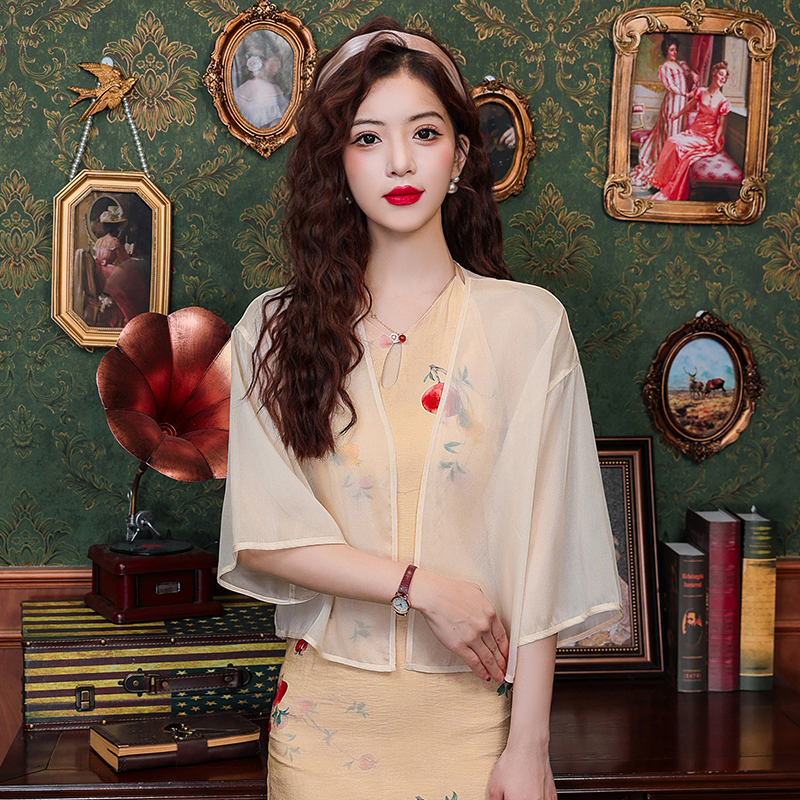 Shipped 2025 new Chinese style shawl jacket summer sun protection cardigan for women thin outer blouse small shawl