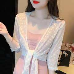 Small shawl jacket for women 2025 spring and summer new small vest versatile chiffon sun protection clothes ultra-thin short exterior cardigan