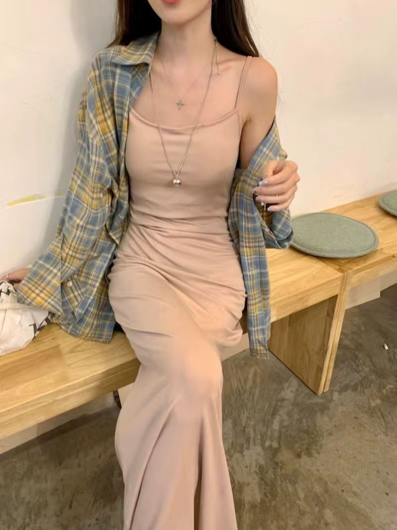 Dopamine light luxury high-end cotton plaid shirt for women with inner layer loose casual long-sleeved shirt for outer wear