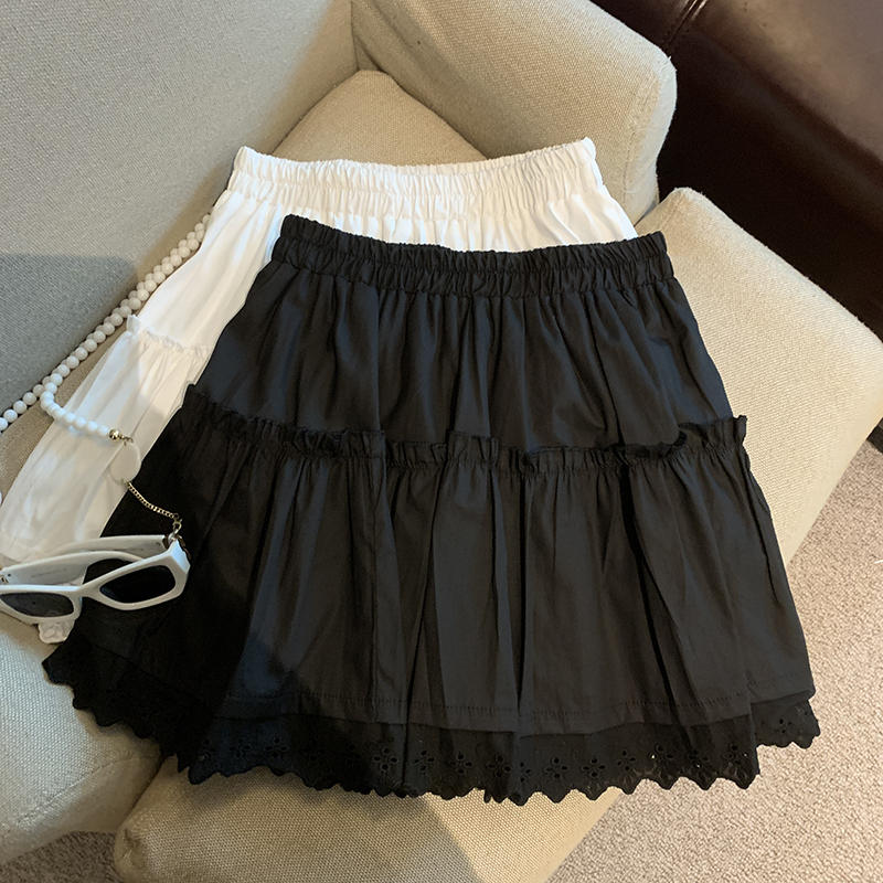 Real shot Sweet casual skirt for women in summer high waist A-line short skirt ballet style cake skirt