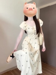 French floral puff sleeve dress for women in summer 2025 new niche high-end temperament and beautiful long skirt