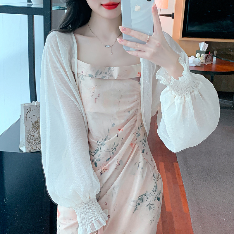 Shipped 2025 Spring and Summer New Short Small Shawl Jacket Loose Chiffon Sunscreen Long Sleeve Cardigan